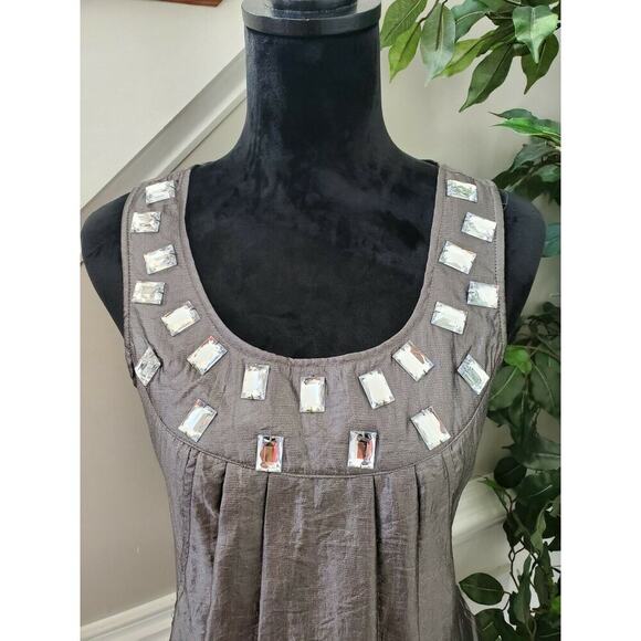 Forever Women's Solid Gray Polyester Sleeveless Scoop Neck Knee Length Dress L - Picture 2 of 11